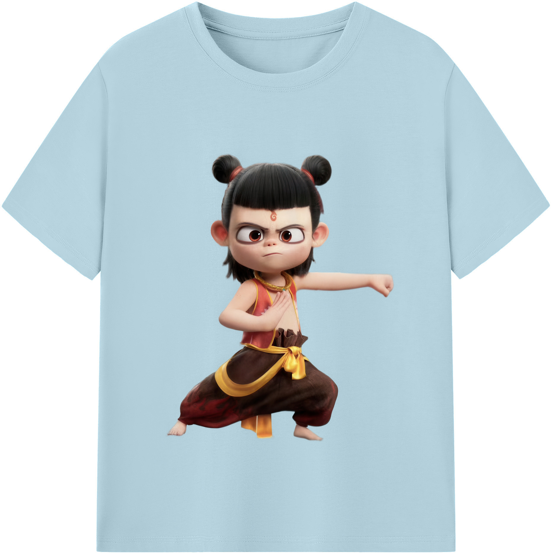 （画像用） Ne Zha 2 ナタ 魔童の大暴れ 綿100％半袖Tシャツ（フロントプリント）